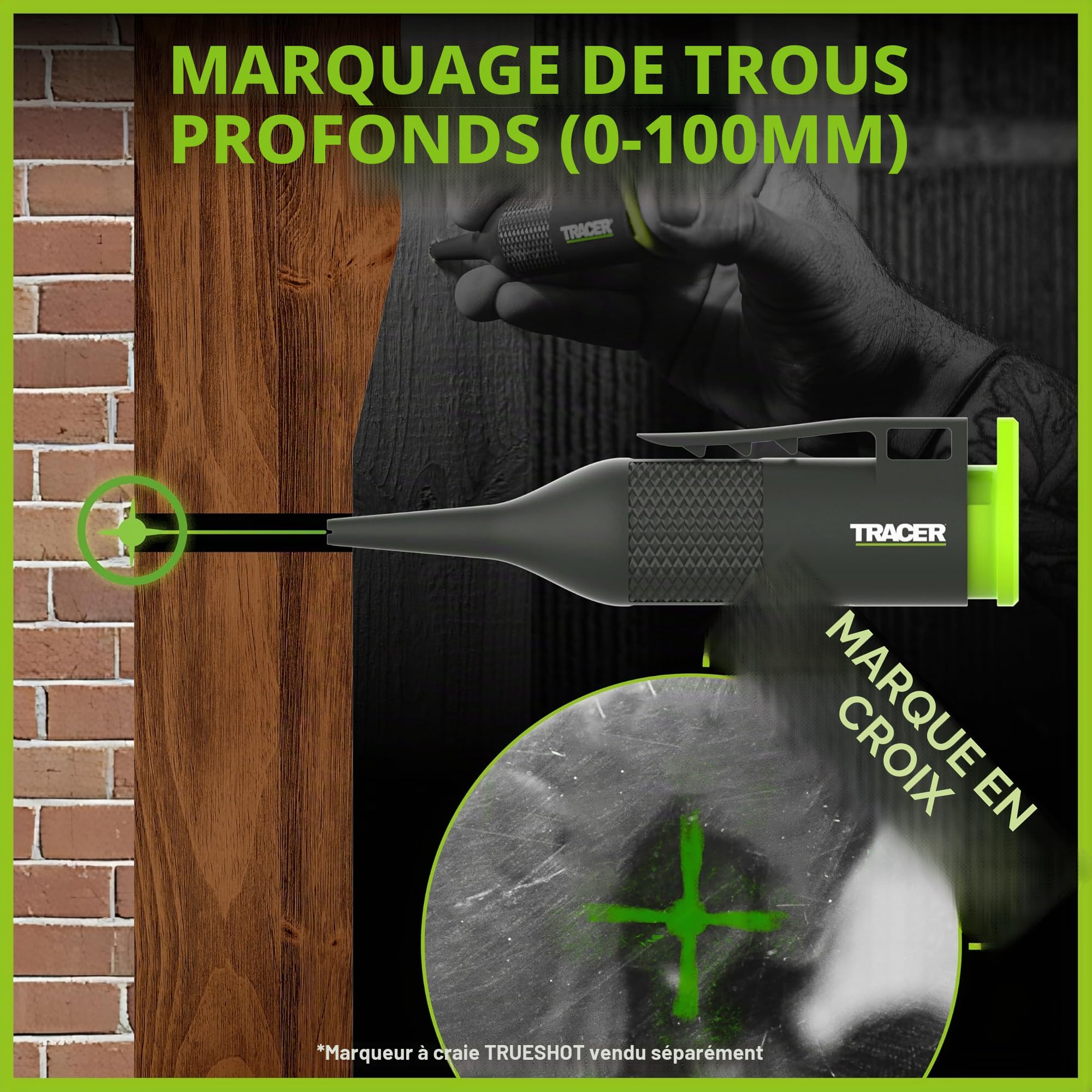 Tracer Trueshot Cartouches de recharge de craie – Pack de 2 | 250 utilisations par cartouche | Compatible avec le marqueur de craie pour trous profonds