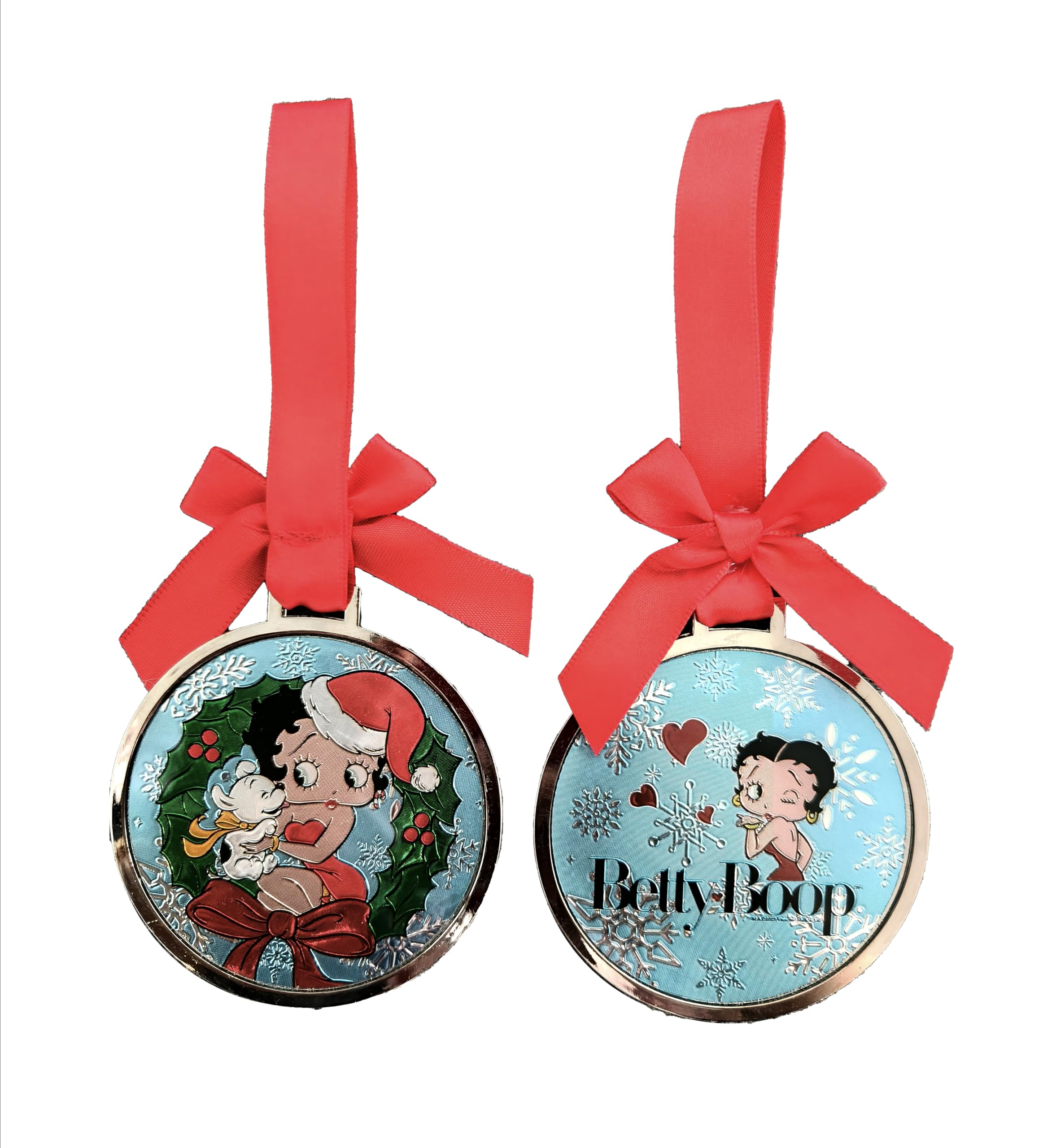 Midsouth Products Betty Boop Ornament, Double Sided Metallic - Wedding, Holiday Decorative Hanging Ornament with Ribbon