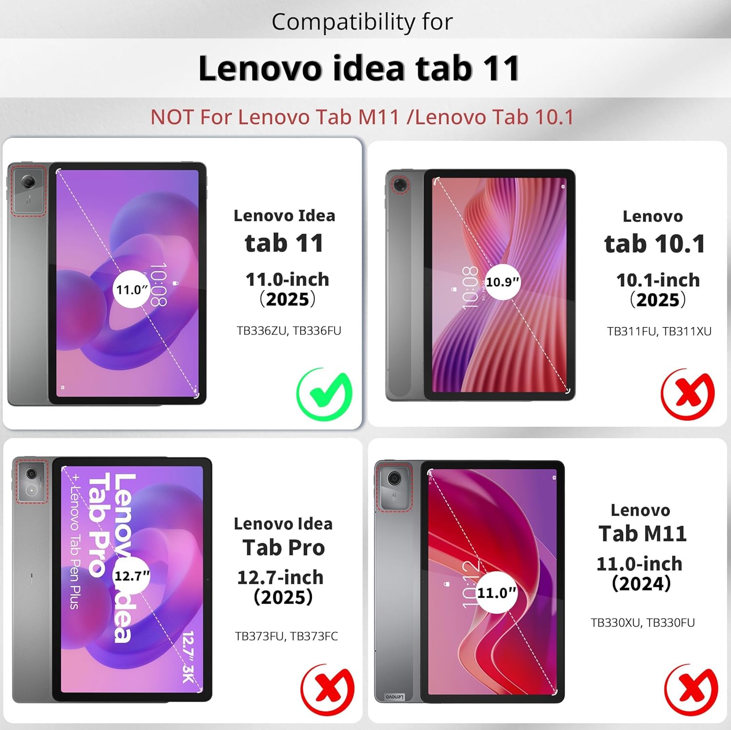 Junfire Shockproof Case for Lenovo Idea Tab 11 (2025)/ Tab K11 Gen 2, Lenovo 11 inch Case with Screen Protector, 360° Rotating Kickstand/Hand Strap/Carrying Strap-Black