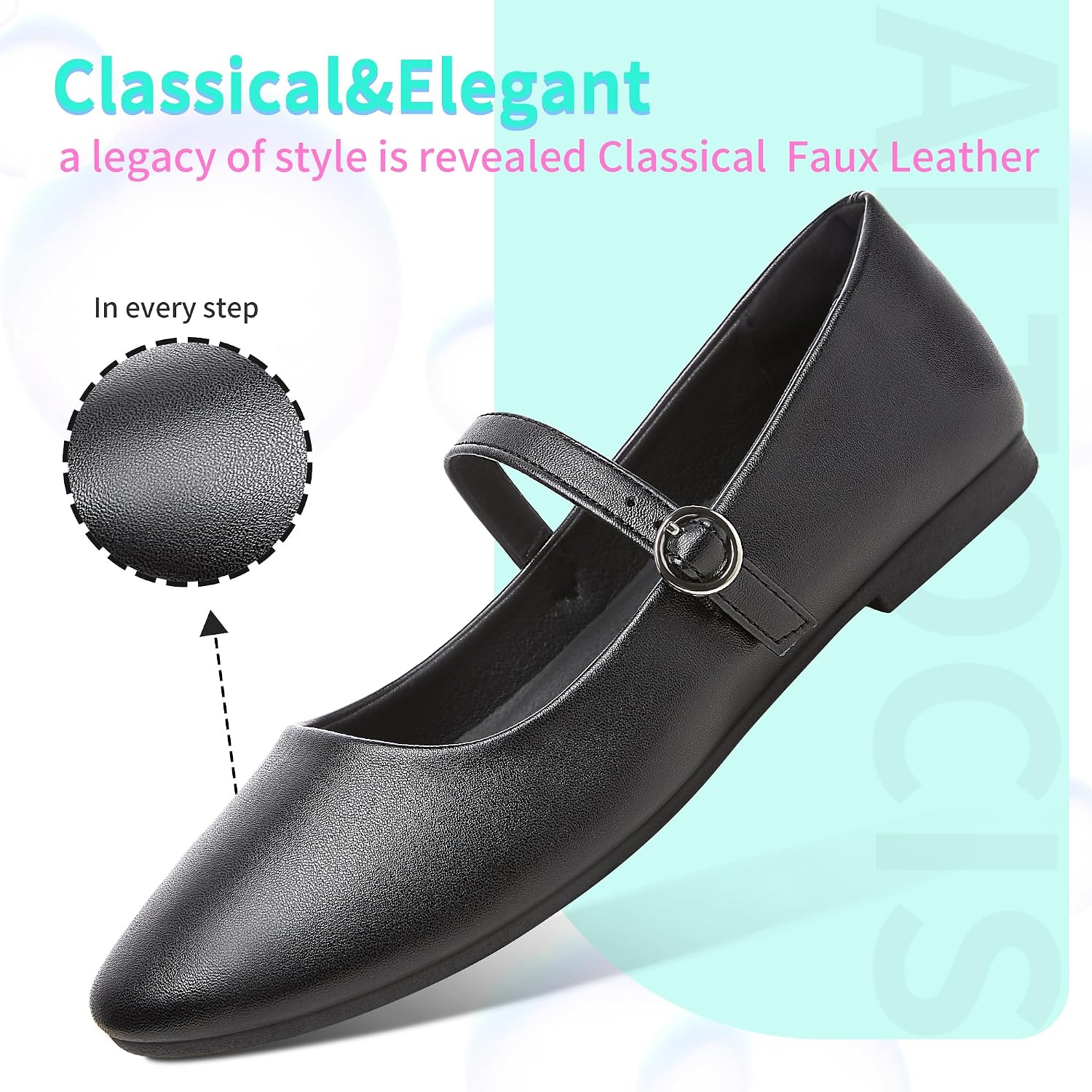 ALTOCIS Mary Jane PU-Leather Shoes for Women Round Toe Dress Ballet Flats Ladies Casual Office Dress Shoes for Work