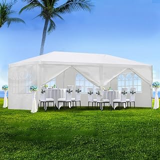 10' X 20' Outdoor Tents for Parties Canopy Tent Wedding Tent with 6 Removable Sidewalls, Heavy Duty Waterproof Gazebo Patio Shelter for BBQ Camping Party Cater Events