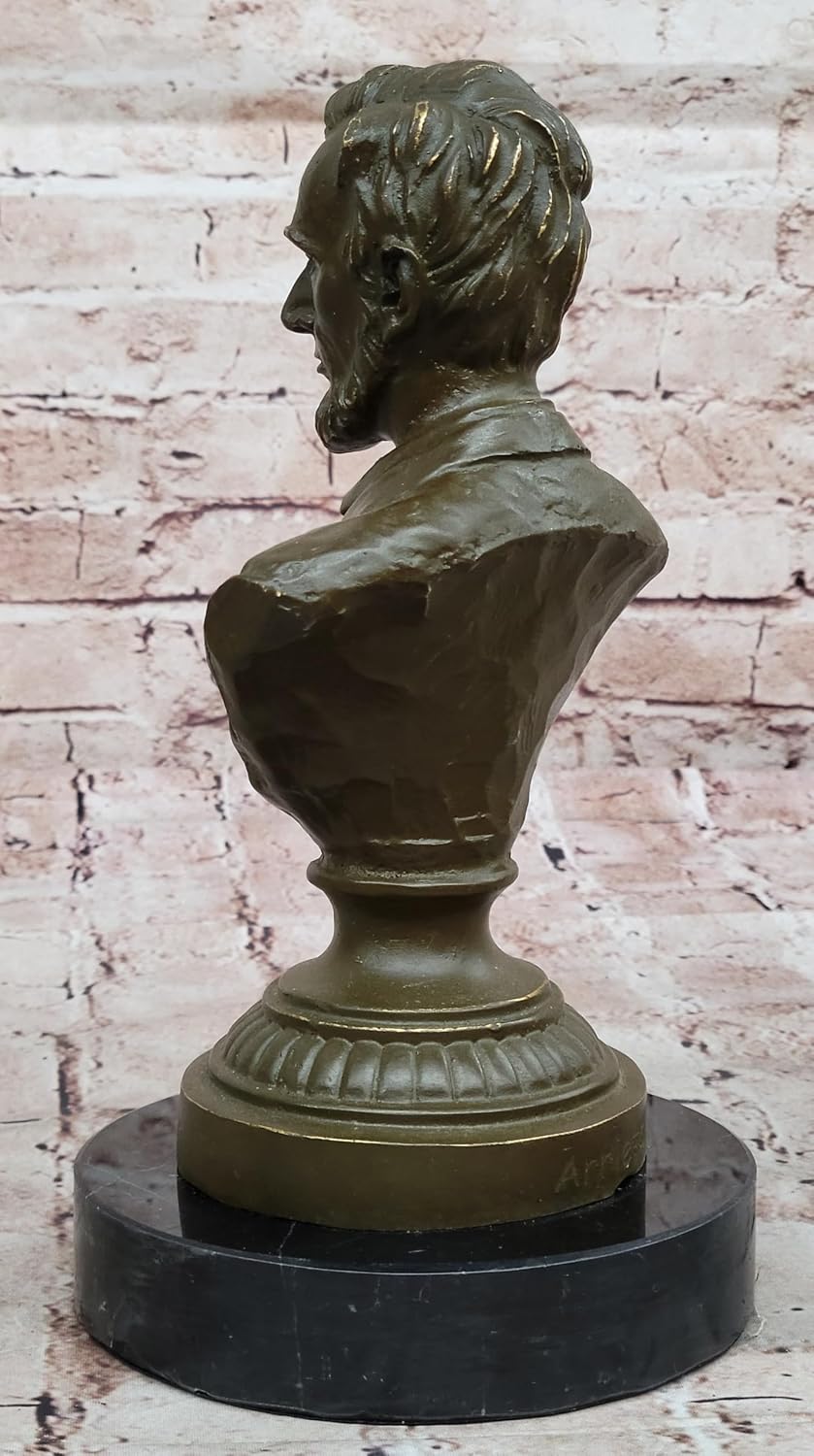 President Lincoln Bronze Bust Sculpture Statue Historic Artwork Gift Signed Arrieta Piece Decorative Figurine Artwork by Think Bronze