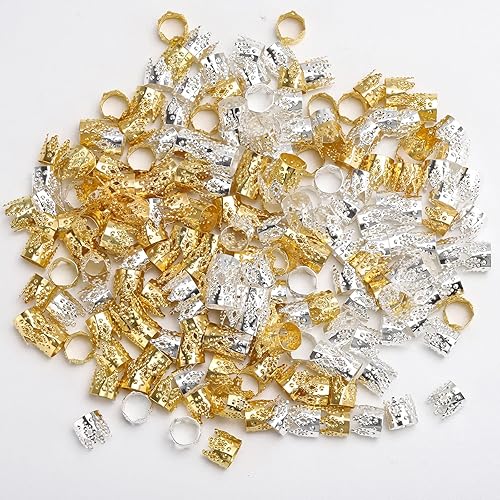 Miniatura 4 de Tbestmax 200 piezas de cuentas para el cabello, rastas para el cabello, joyería para el cabello para mujer, accesorios de clips para el cabello,