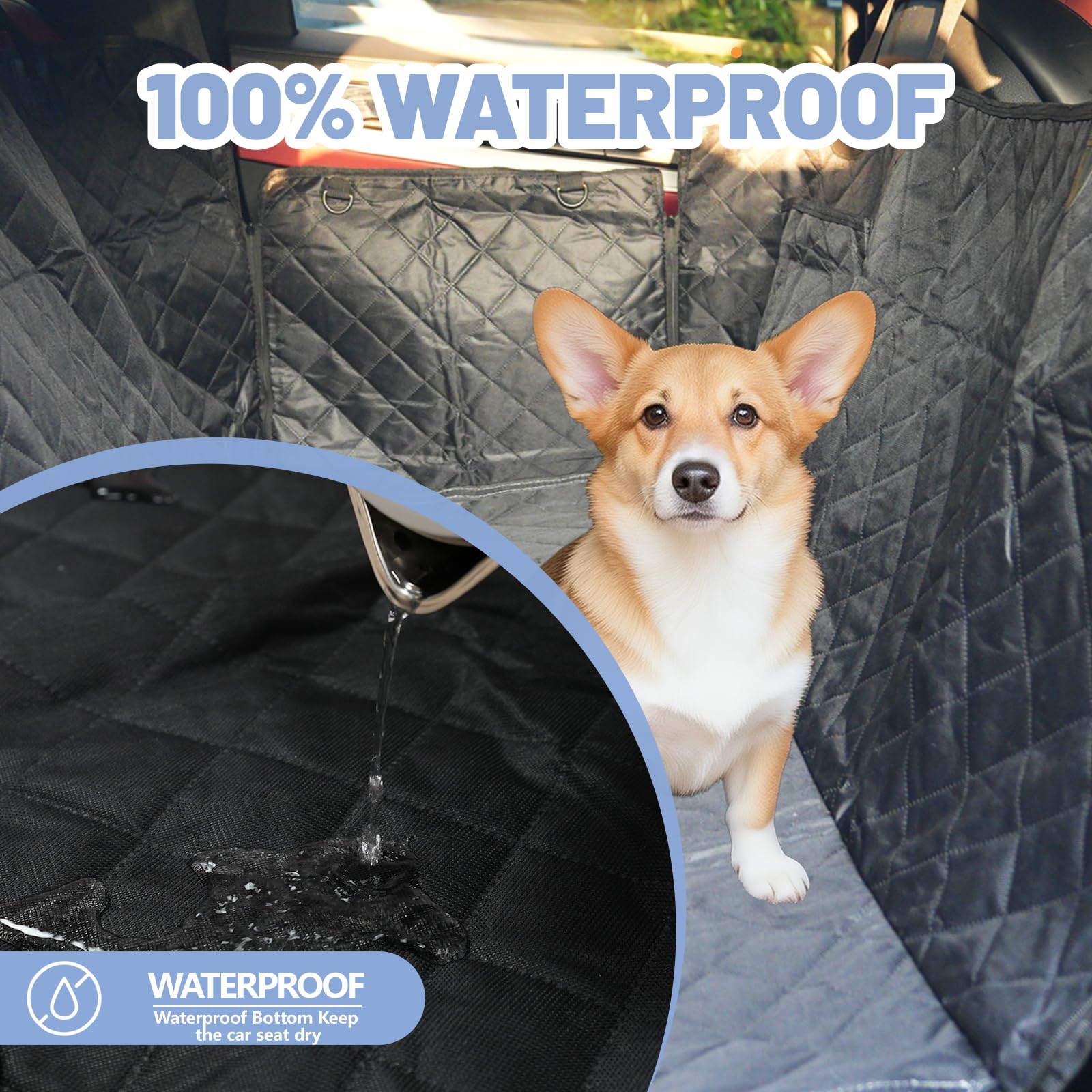 CoSofSLIP Dog Car Seat Cover for Pets Waterproof Seat Cover Hammock Scratch Proof Nonslip Back Seat Pet Bed Mat for Travel Durable Soft Back Seat Covers for Cars Trucks and SUVs (23.5 x 51 inch) - image 4
