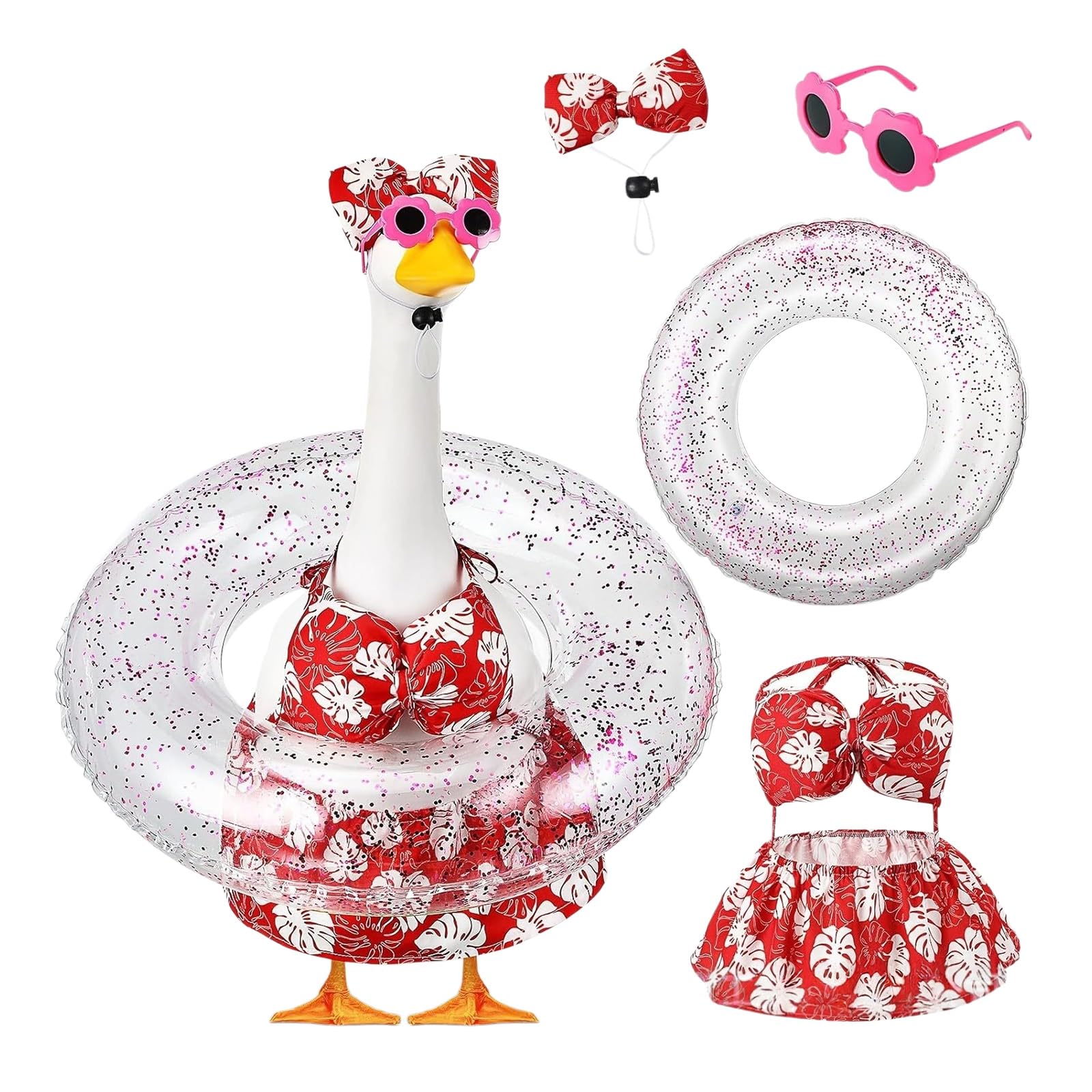 Limtula Porch Geese Outfits Swimsuit with Accessories Holidays Celebration Decoration Geese Attire Accessories Outdoor Holiday Waterfowl Ornament