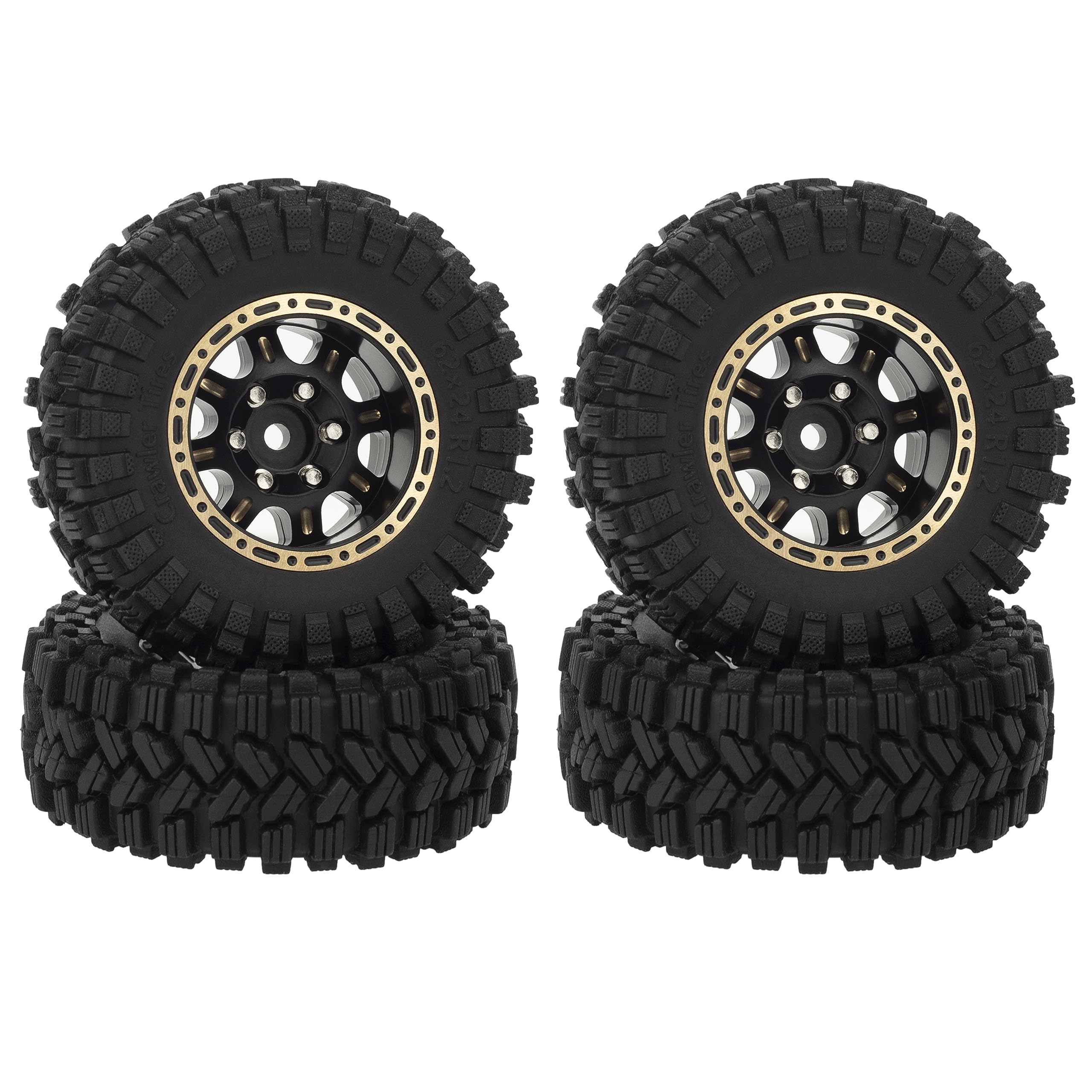 Amazon.com: MEUS RACING 1.2 Beadlock Wheels Tires Set Brass Rim 
