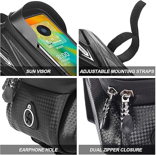 Miniatura 4 de Souke Sports Bolsa para marco de bicicleta, soporte para teléfono, bolsa de tubo superior impermeable, accesorios de bicicleta, pantalla táctil,