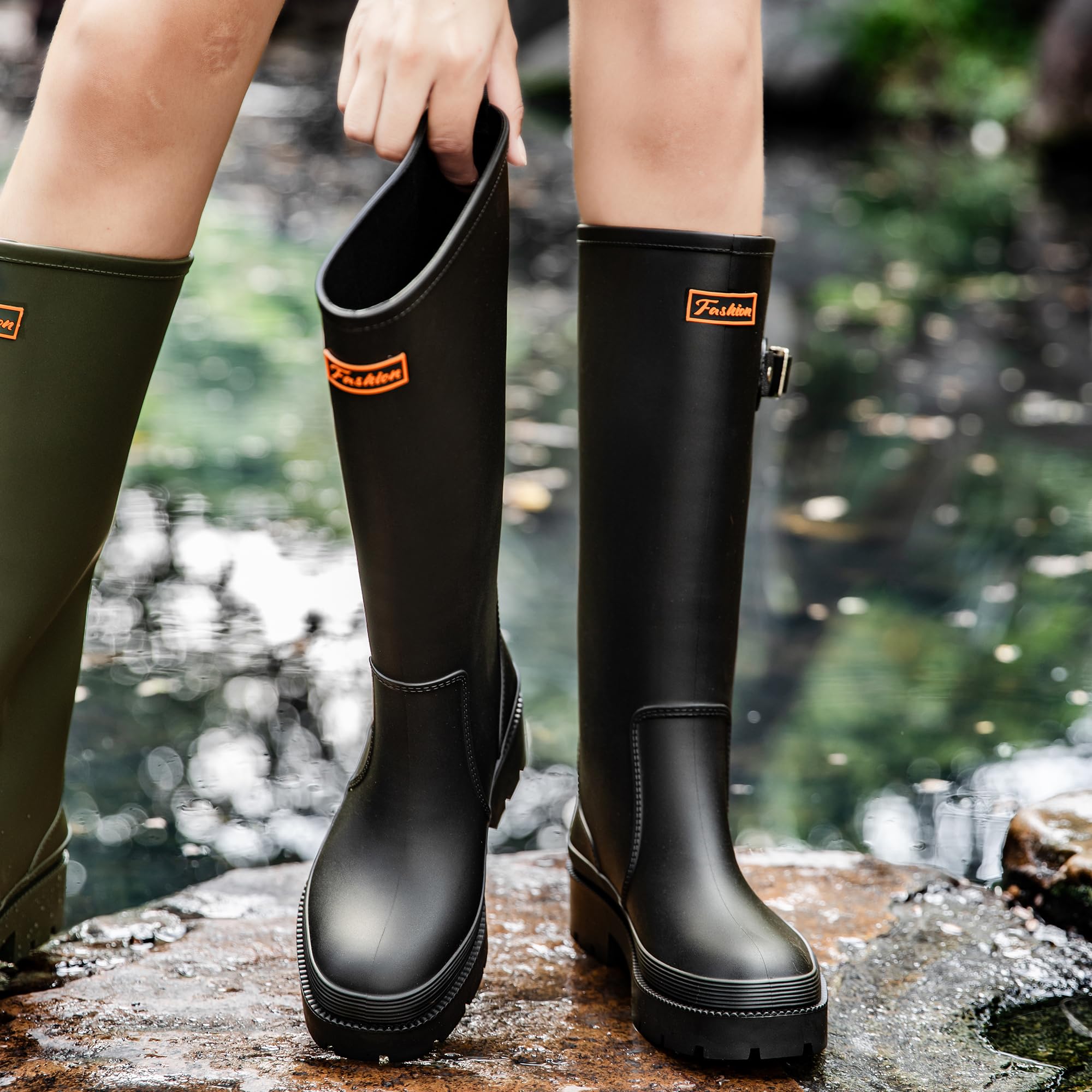AONETIGER Gummistiefel Damen Hoch Wasserdicht Regenstiefel 36-41EU