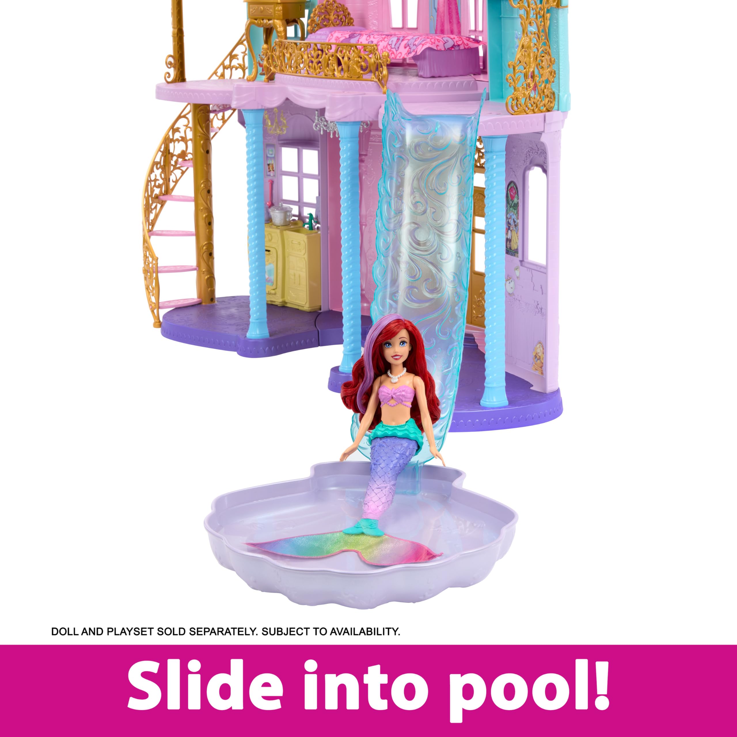 Mattel Disney Princess Bajkowy zamek 120 cm, światła i dźwięki