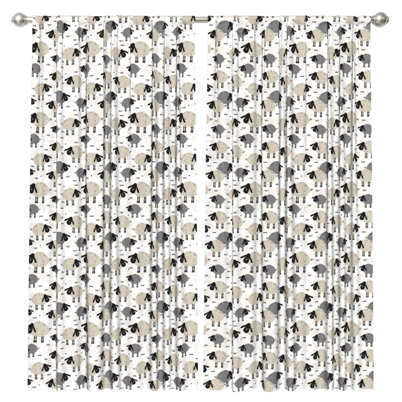 InOmak Sheeps, 2 Panels Window Curtains 52 x 84 Inch Blackout Curtains for Living Room Bedroom