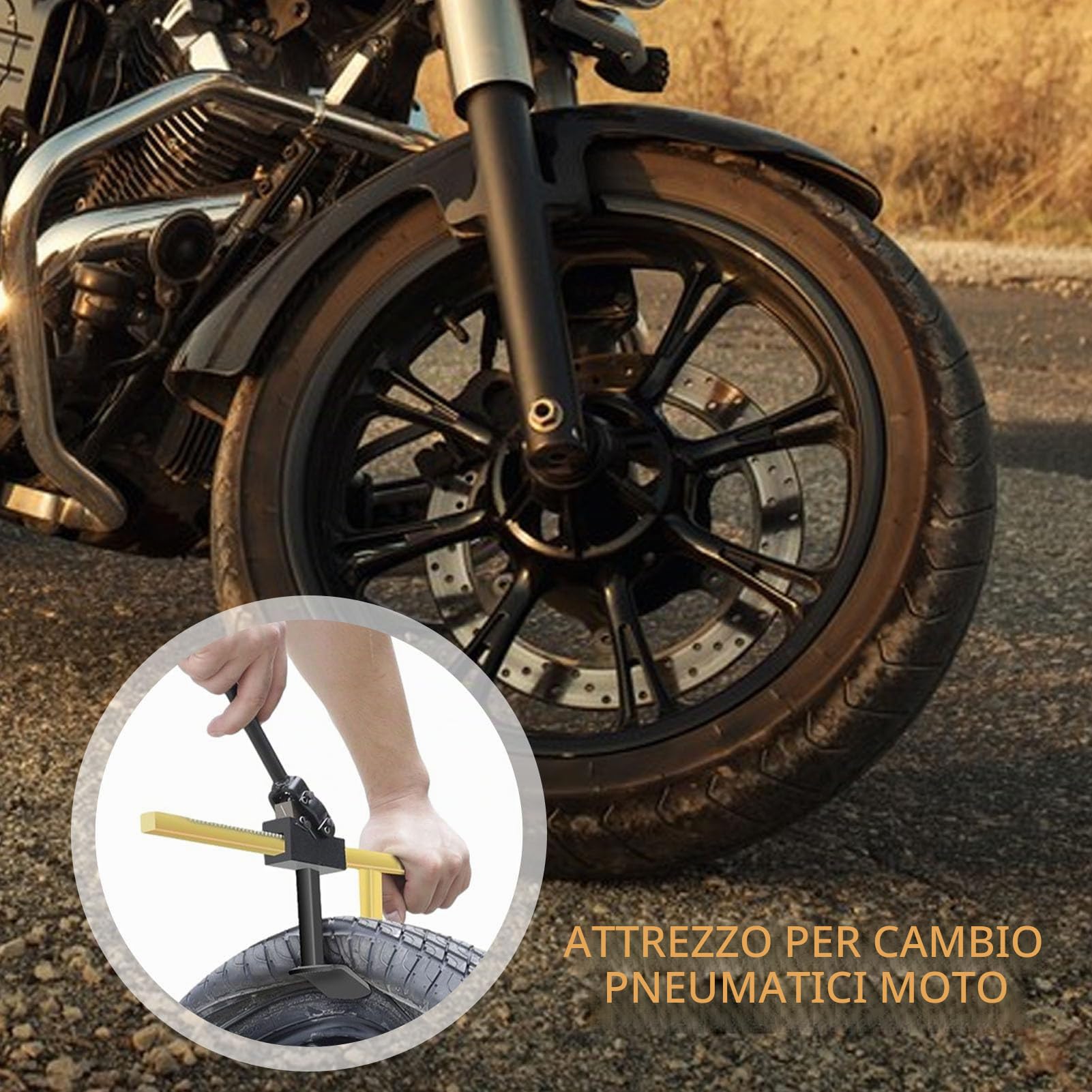 Stallonatore per Pneumatici - Smontagomme Multiuso in Metallo - Stallonatore per smontaggio Pneumatici Moto con Guida Manuale per berline, Minivan, Bici elettriche, roulotte, Bici da Strada