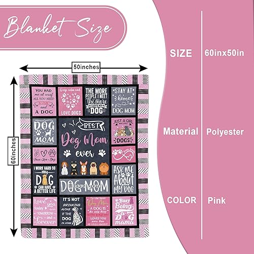 Miniatura 6 de kituzol Regalos para mamá de perro para mujeres, regalos de cumpleaños para amantes de los perros, la mejor manta de regalo de Dogmom de 50 x 60