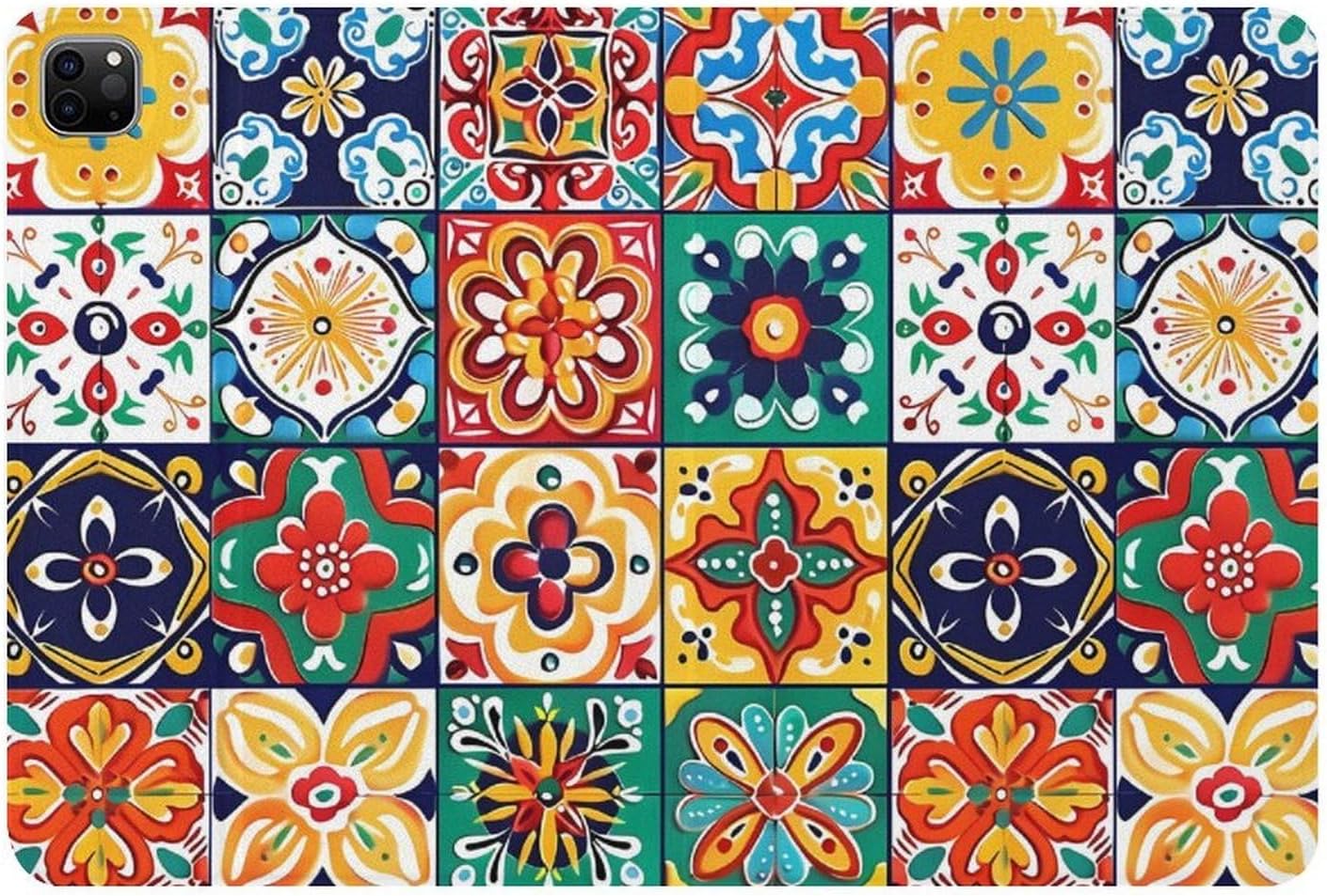 Mexican Talavera Italian Pottery Printed Case Trifold Stand Protective Cover Compatible with IPAD Pro 20/21/22(11in)