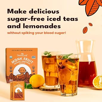SweetLeaf Organic Monk Fruit Sweetener, Granular - 40 Individual Packets