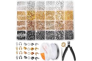 Acejoz 2160 Pieces Crimp Beads Jewelry Making Kit with Crimps Tubes and Jump Rings