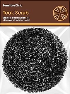 Furniture Clinic Teak Scrub | Refinish Outdoor Wood Furniture, Boats, & Shower Benches | Cleaning & Brightening | 100% Stainless Steel | Remove Dirt, Stains from Weathered Wood