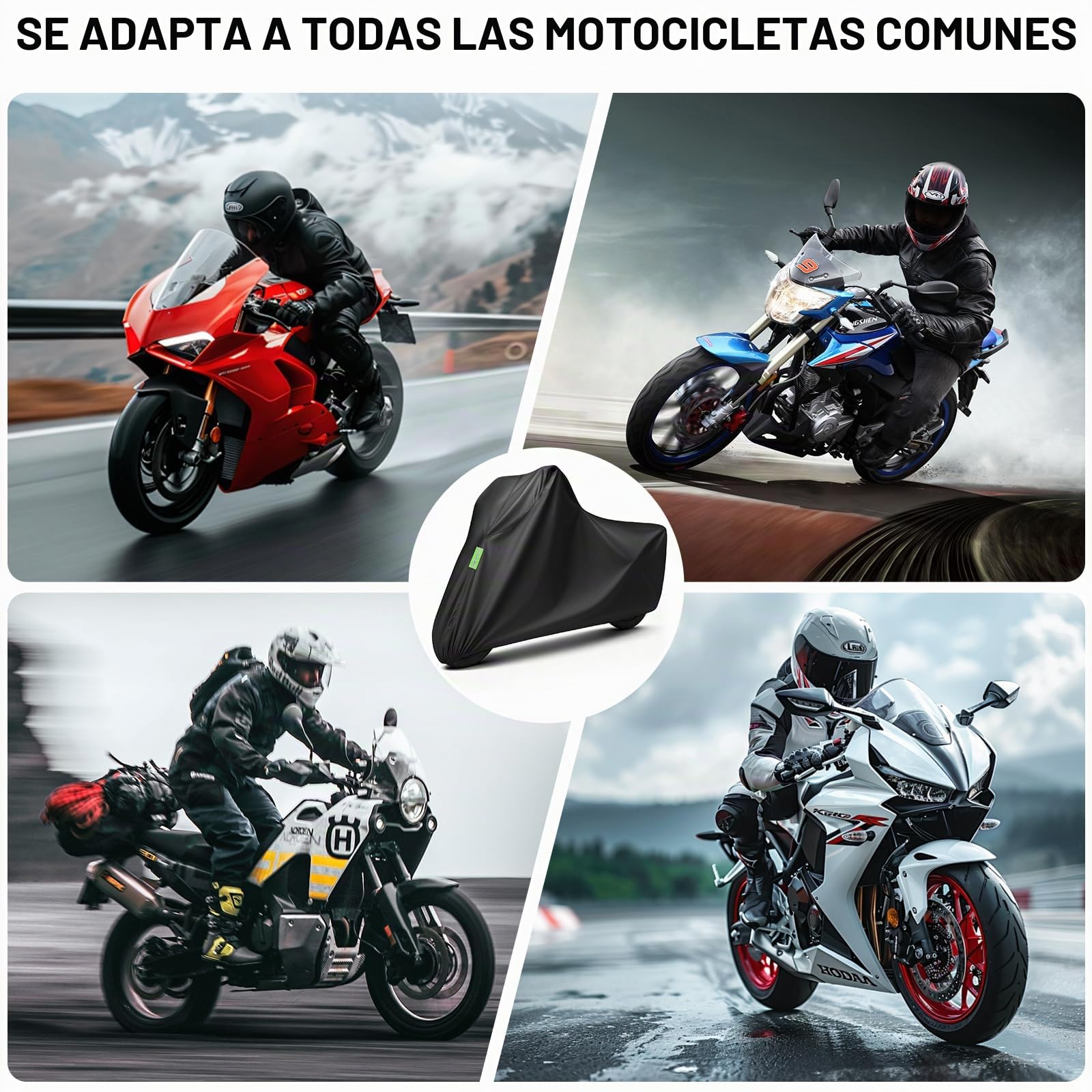 Funda Moto Impermeable, Funda para Moto Exterior con Banda Reflectante, Cubre Motos con protección UV, antirayones y antigranizo per Motocross/Bicicletas eléctricas/Bicicletas.XXL (245 * 105 * 125cm)