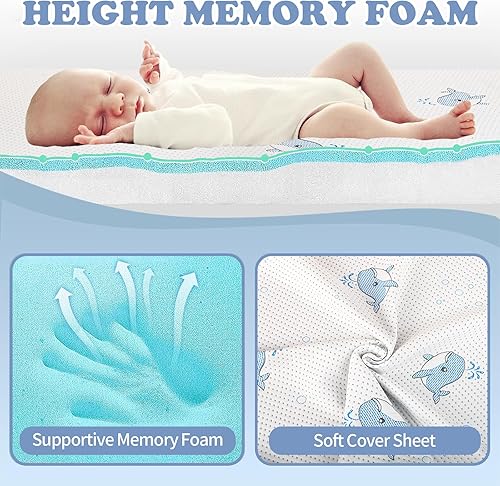 Miniatura 5 de Pack and Play - Colchón de espuma viscoelástica de alta resistencia para Pack N Play. 38 x 26 Pack N Play, funda extraíble y lavable a máquina