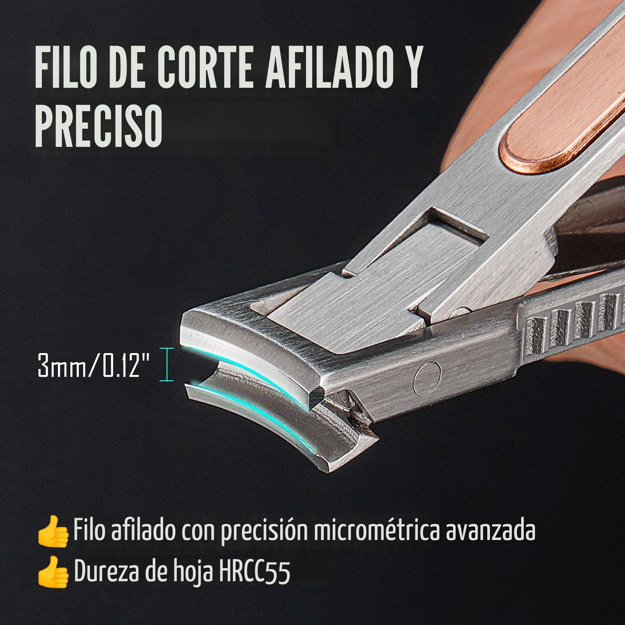 KeyUnity KN00 EDC Cortaúñas Plegable con Lima, cortaúñas Curvo, Acero Inoxidable alemán 4116 para Viajes y Transporte Diario