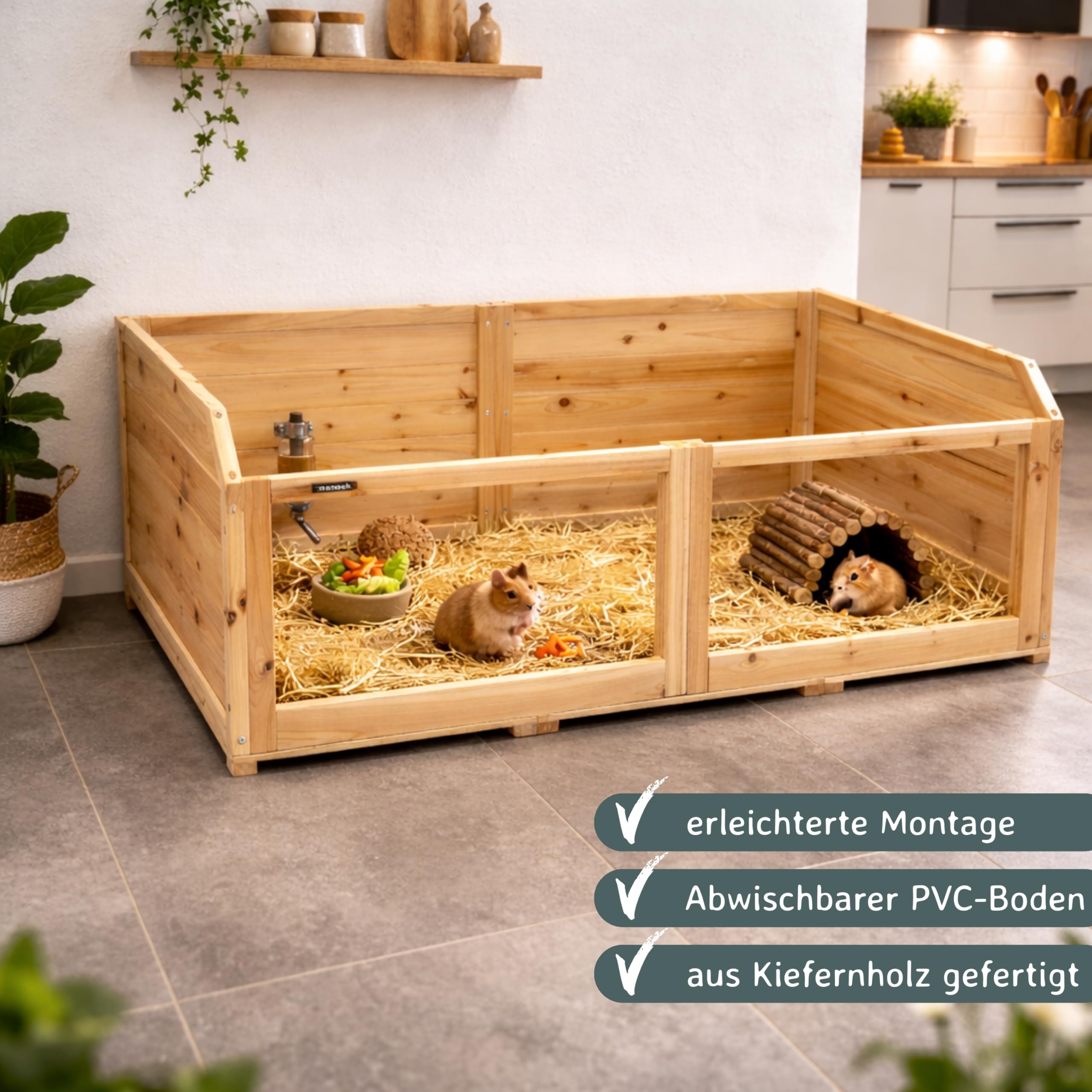 Freilaufgehege Terrarium Indoor Gehege Auslauf für Kleintiere, Meerschweinchen, Hamster, Schildkröte - Natur - 120x70x40 cm