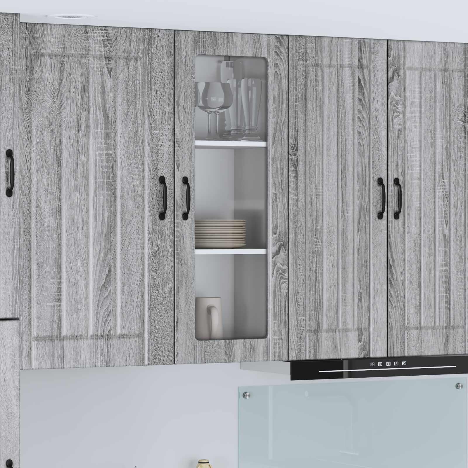 ATOMSTACK MAKER Mobile da cucina 40 x 31 x 100 cm, finitura Sonoma grigia, armadio da parete in legno con ante scorrevoli, moderno, salvaspazio e portata fino a 60 kg, per interni