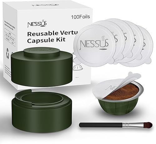 Miniatura 7 de Nessus Juego de 200 cápsulas reutilizables originales de papel de aluminio de Vertuo, ALSeal EZ FIT para cápsulas recargables Nespresso, compatibles