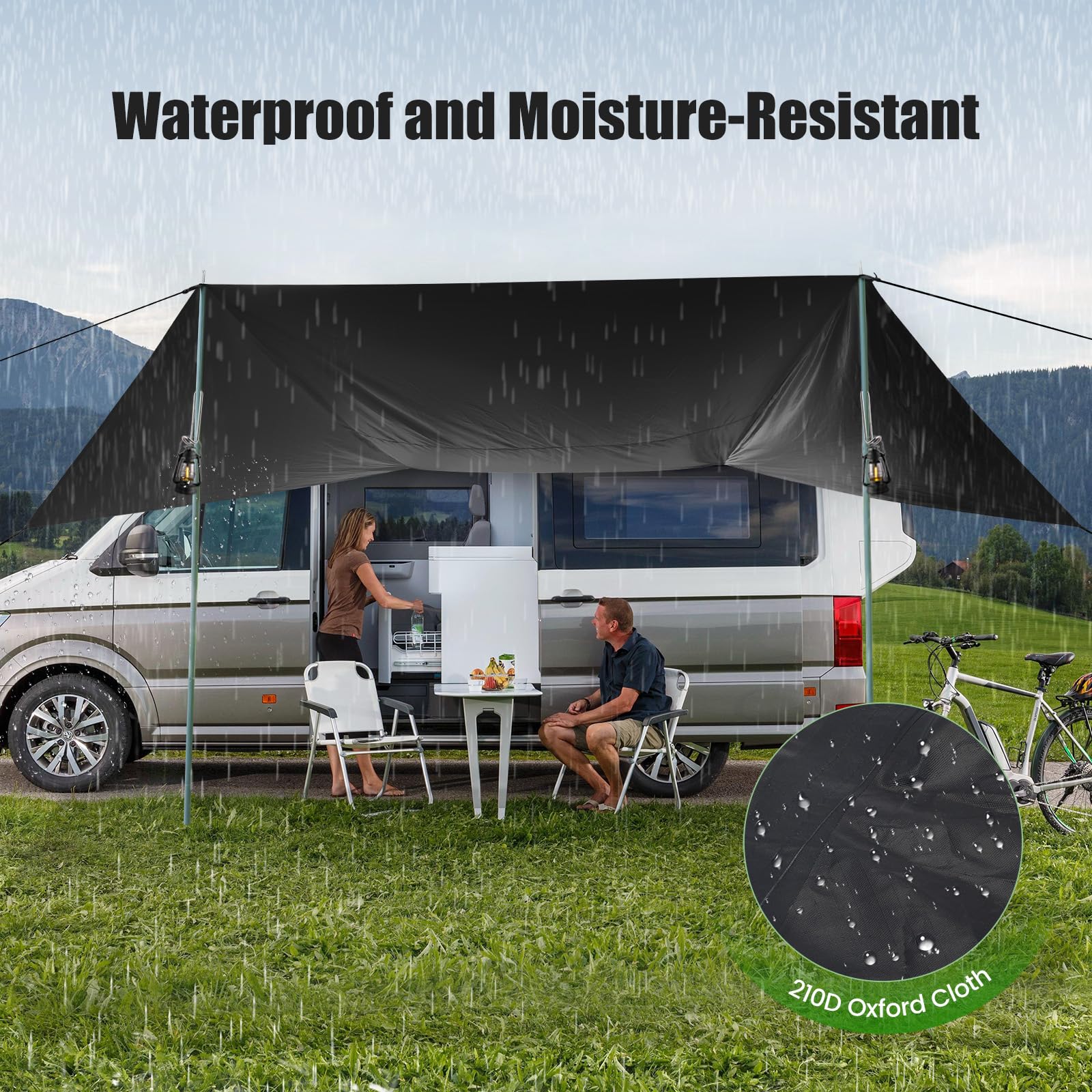 Auto tenda da sole campeggio Tenda universale di grande tenda da sole SUV Sun Shelter con ventose Baldacchino per automobili in tessuto Oxford impermeabile per il campeggio
