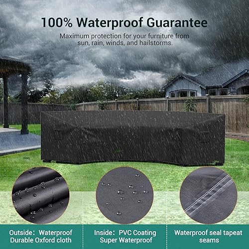 Miniatura 4 de Mrrihand Fundas curvadas para muebles de patio, funda impermeable para sofá seccional para exteriores, resistente al viento, fundas de sofá para