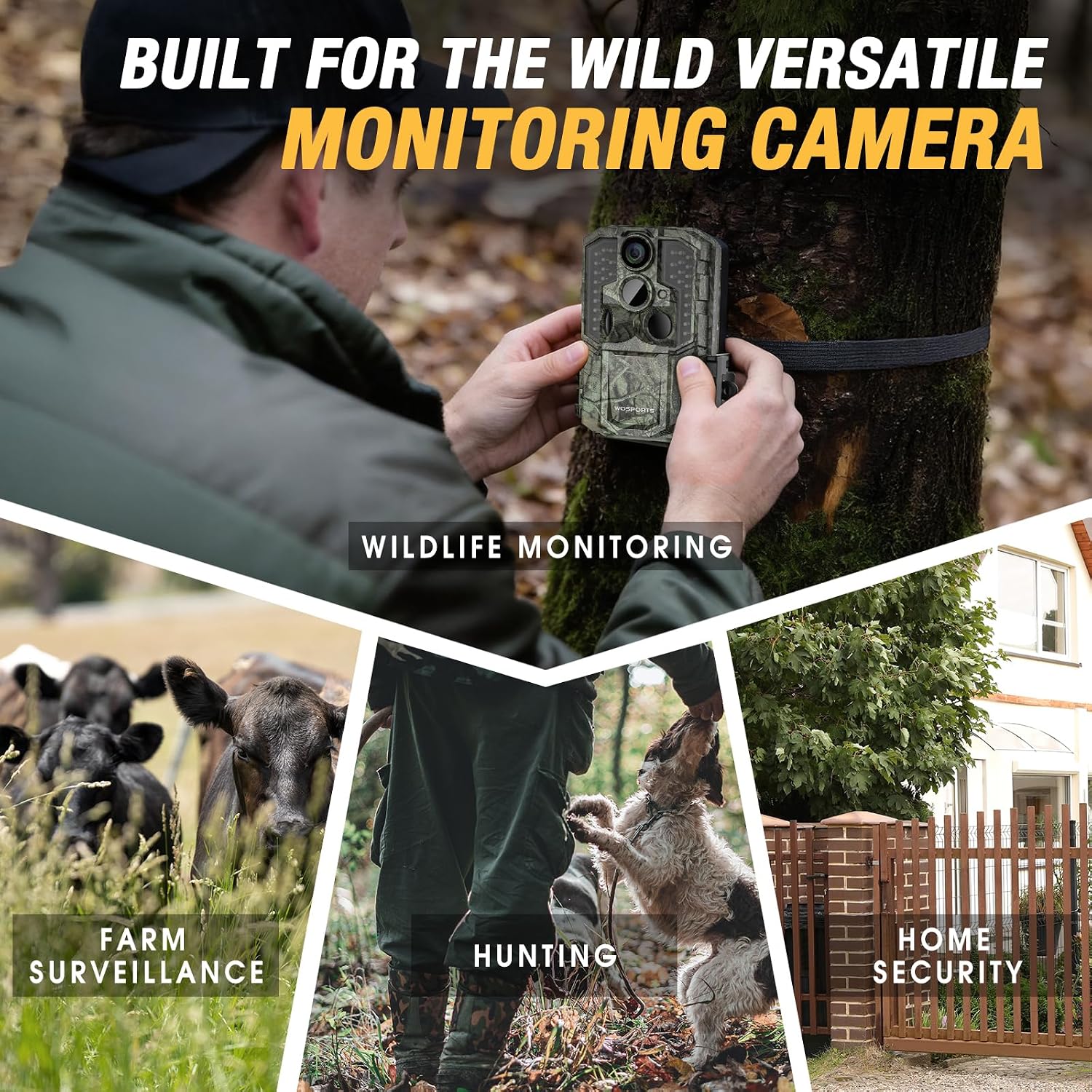 WOSPORTS Rechargeable Trail Camera 2Pack 56MP 4K 0.2S Trigger Motion Activated,Game Camera with Night Vision 2.0" LCD 120°Wide Trail Cam for Outdoor Scouting Wildlife Monitoring Home Security