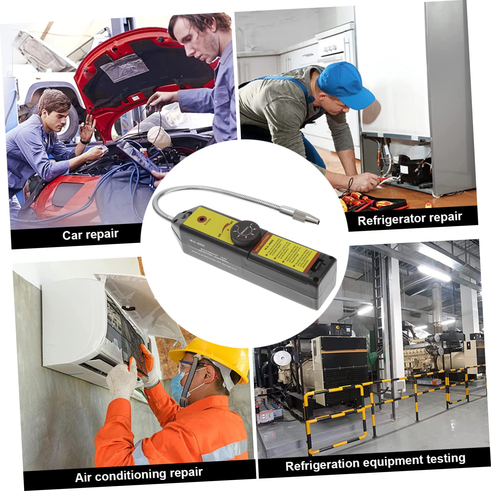 Rilevatore Gas Metano Wifi, Rilevatore di Perdite Refrigerante per Hvac, Sensibilità Regolabile, Sonda 20cm, Abs, Allarme Rapido per Casa