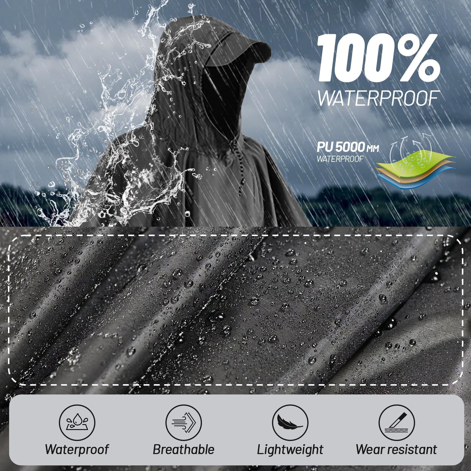 Poncho Pluie Impreméable pour camping randonnée pêche voyage