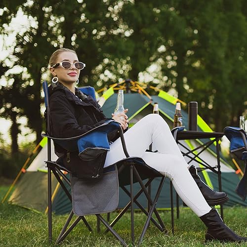 Miniatura 8 de SUNNYFEEL Silla de campamento XXL de gran tamaño, resistente, 500 libras, para personas grandes y altas de más de 6 pies 4 pulgadas, acolchada,