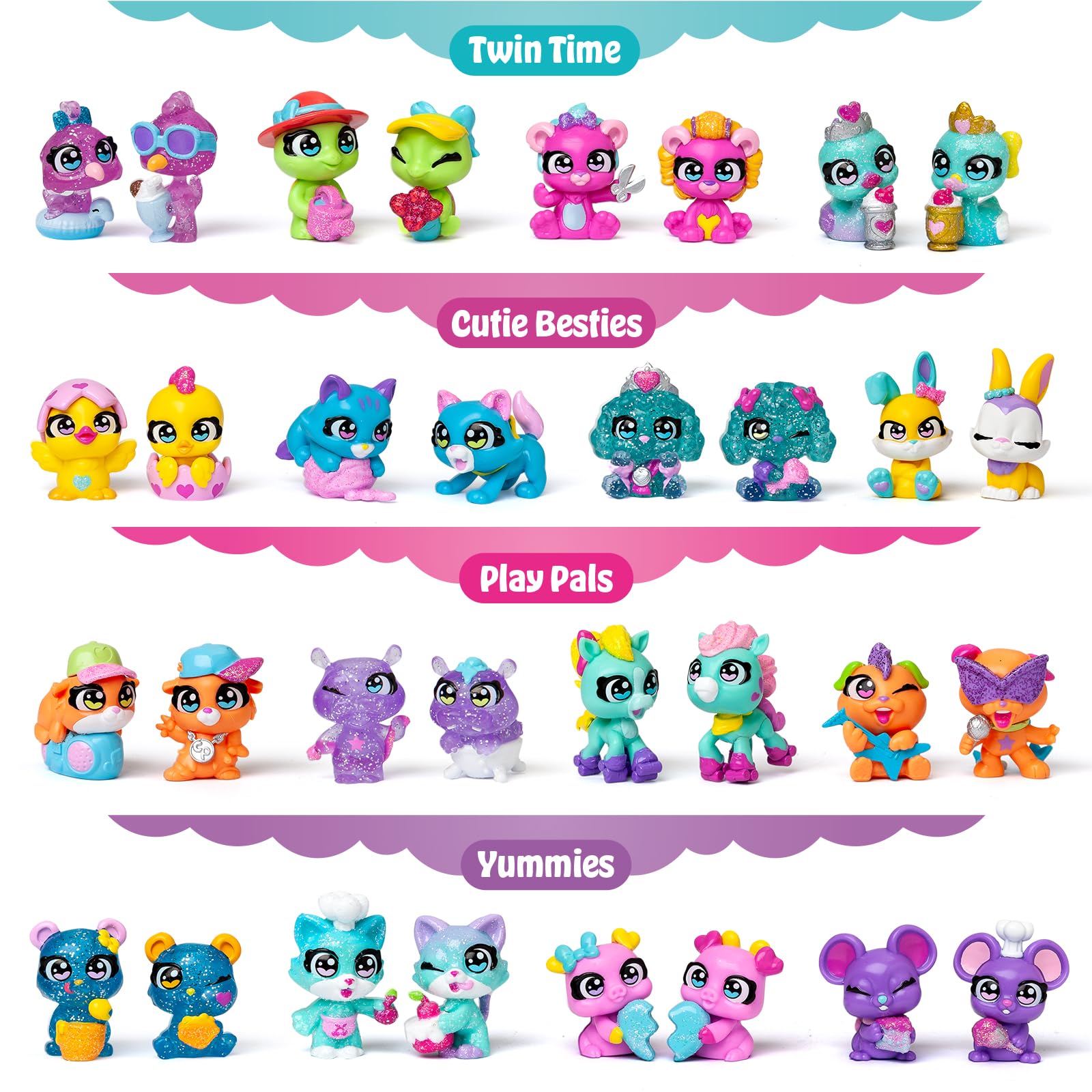 Sweet Twins Series – Twin Pack. Incluye 2 Figuras coleccionables gemelas Sorpresa y 1 Checklist.