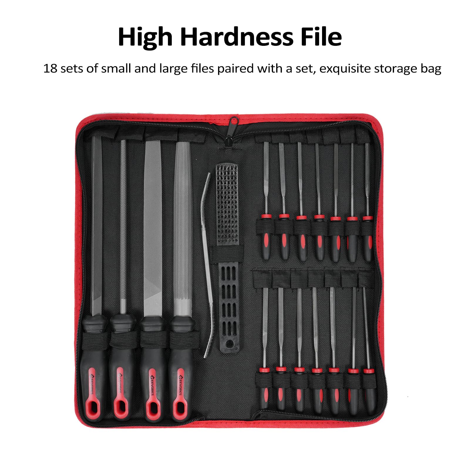 Metal File Set 33Pcs with Portable Bag | T12 Forged Alloy Steel for Metalwork/Woodworking | Half - round/Round/Triangular/Flat Files, 14 Needle Files, Sandpaper & Gloves