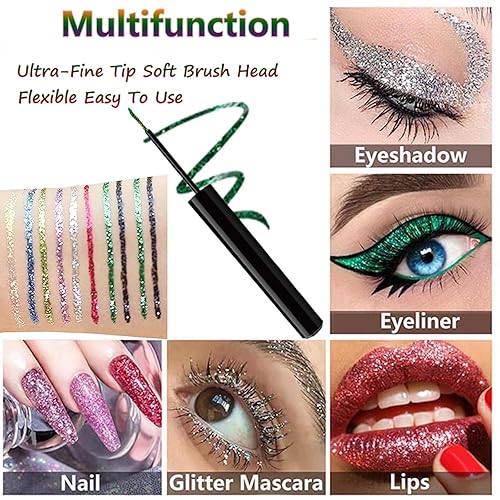 Miniatura 3 de Daeuwiutr Delineador de ojos líquido con purpurina plateada, lápiz delineador de ojos impermeable, delineador de ojos de secado rápido, maquillaje