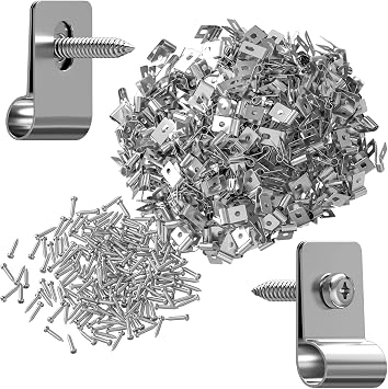 100 Pack Electric Fence Wire Clips with Screws Stainless Steel Clamps for Mounting 12-16 Gauge Welded Wire to Wood or Metal Posts