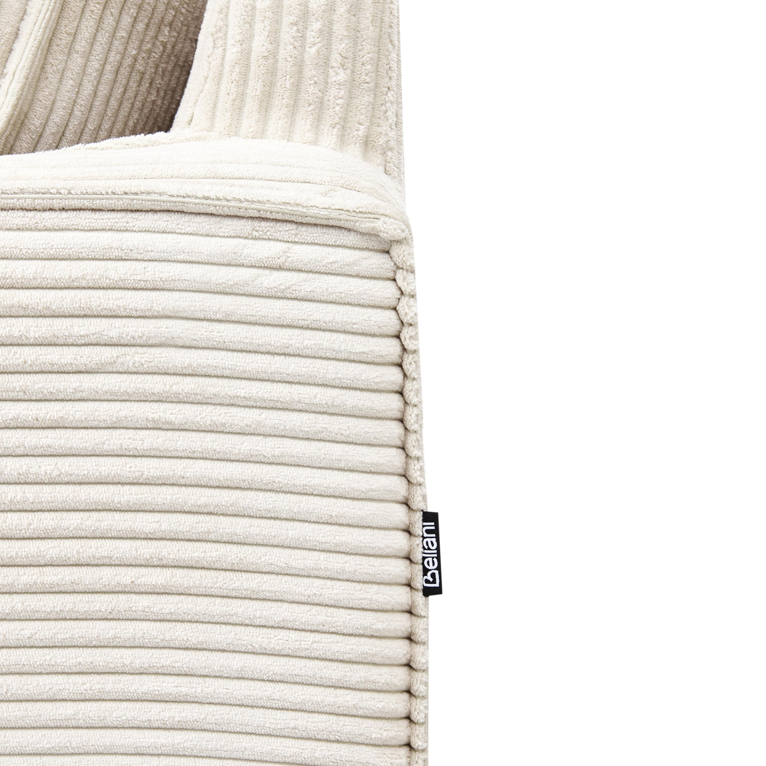 Beliani Retro Sessel Cord Hellbeige mit Armlehnen Schwarze Füße aus Edelstahl Vind