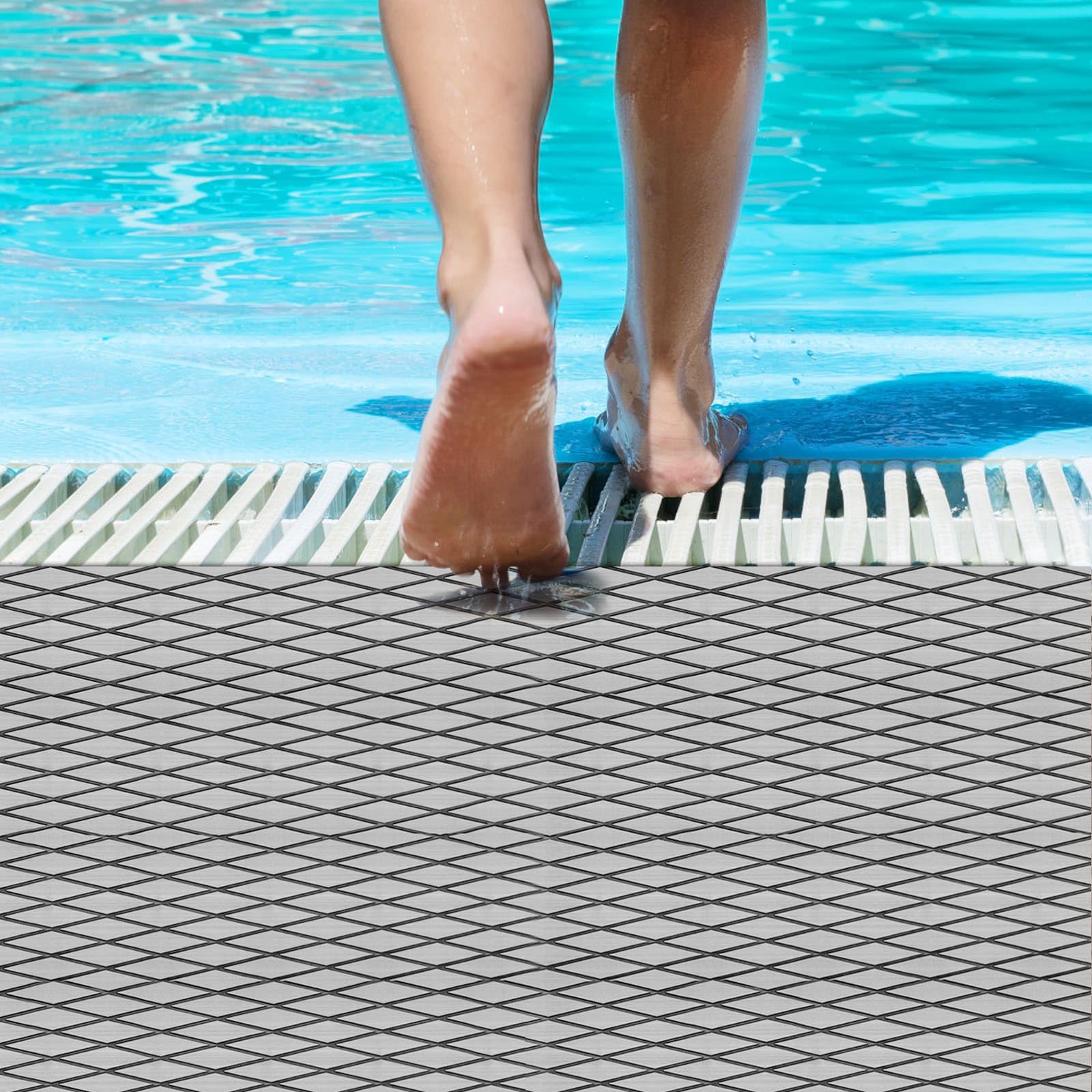 Tapis de Sol Antidérapant en Mousse EVA pour Bateau, Revêtement de Sol Autocollant, Imperméable et Résistant aux Taches, 239 x 89 cm