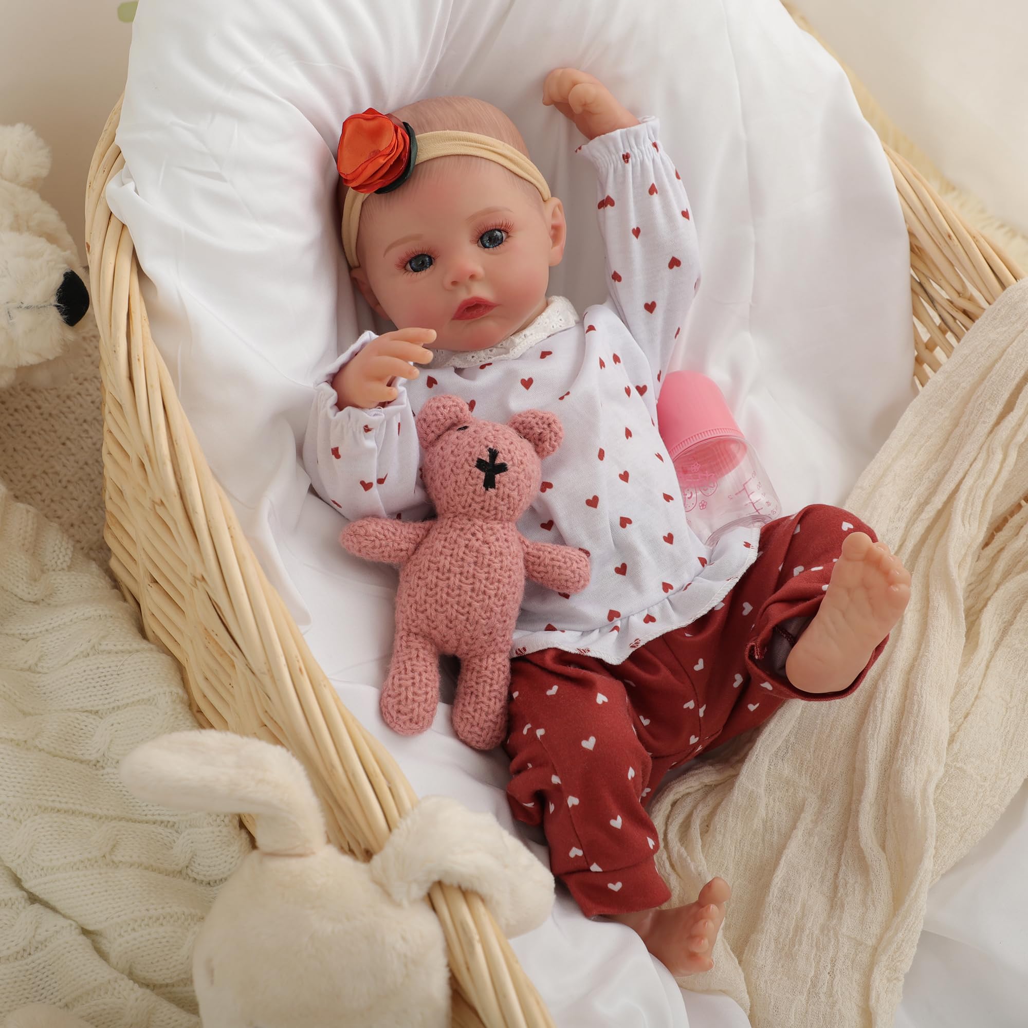 Real Life Like Reborn Baby - 18" Realistic Newborn Doll Girl, Lifelike Baby Doll with Soft Weighted Body, Reborn Gift Set with Birth Certificate for Kids Age 3+
