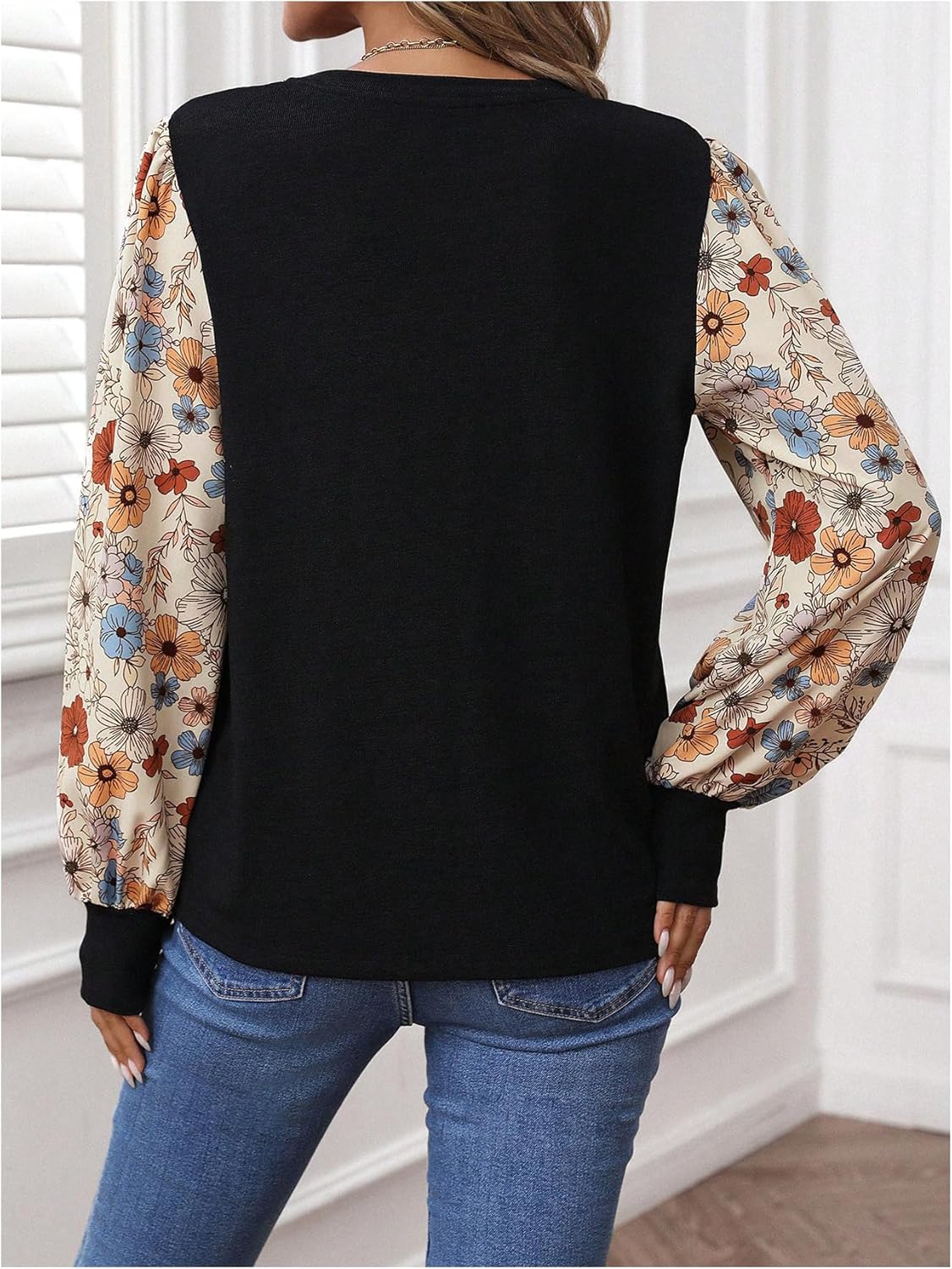 SOLY HUX Women's Floral Long Sleeve Tops Crew Neck Boho Printed Blouse Teacher Shirts Fall Clothes - Image 3