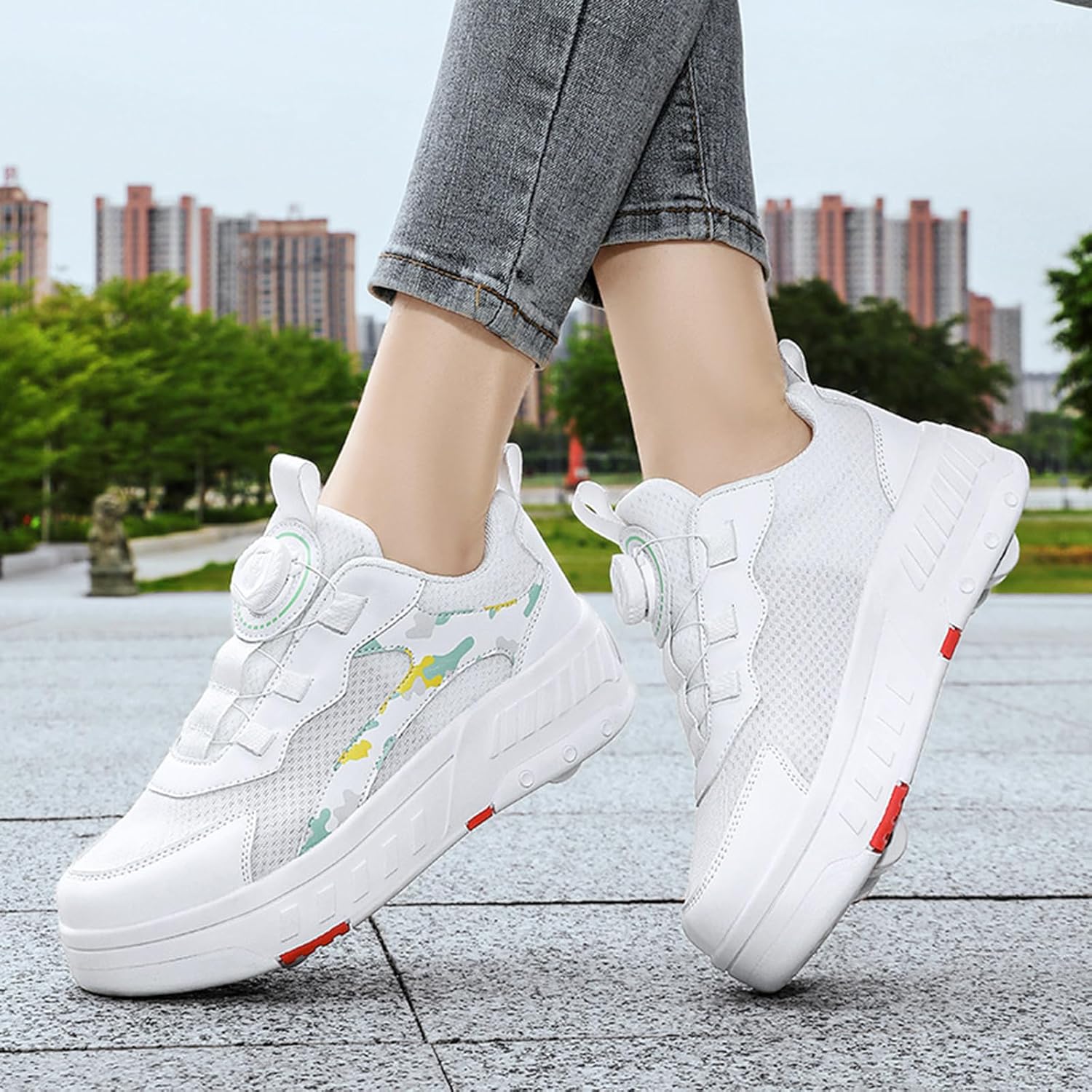 女の子と男の子用ローラースケートシューズ、インラインダブルホイール付きトレーナーシューズ、子供用ホイール付きスポーツシューズ アッパ