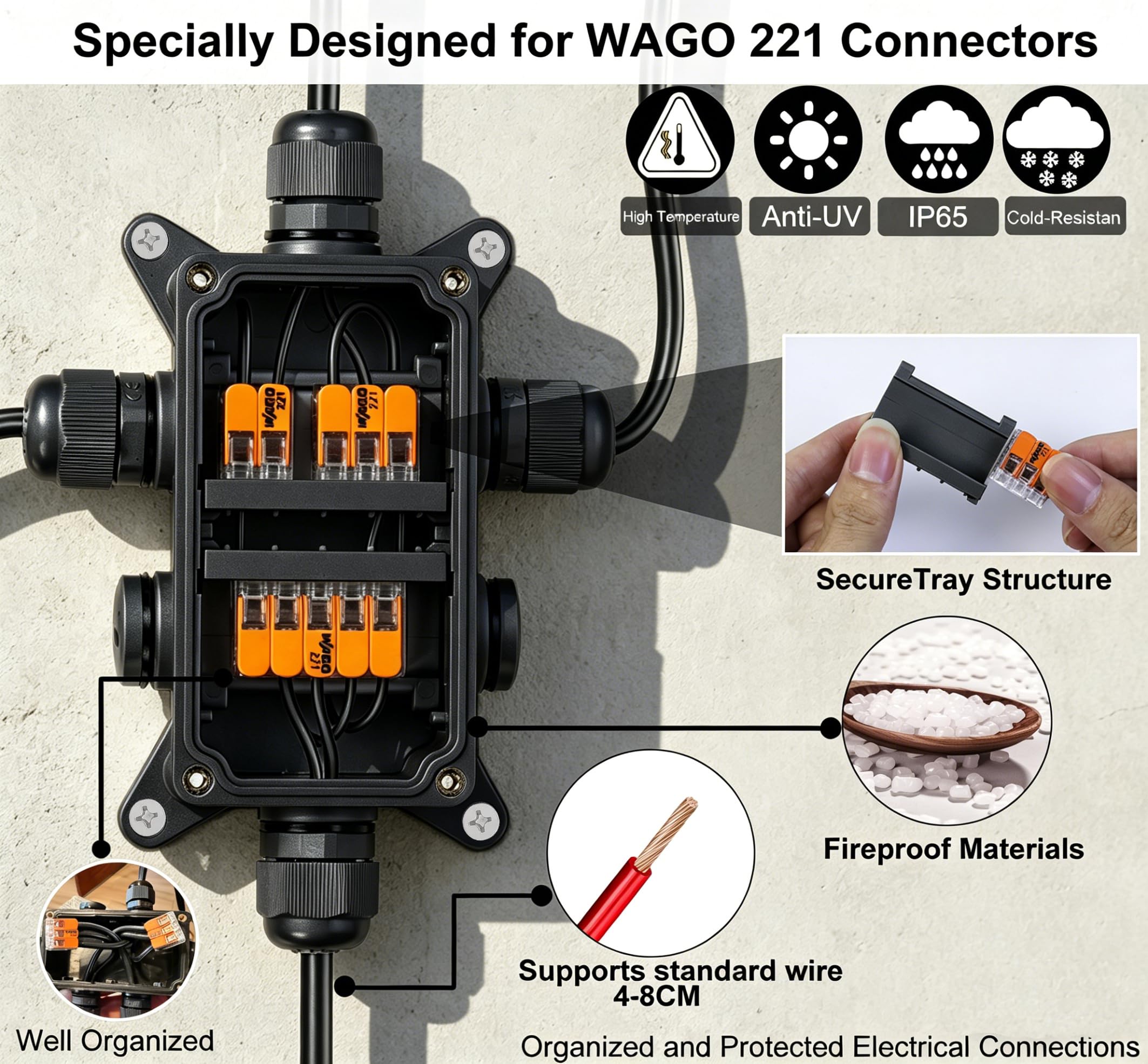 Waterproof Junction Box for WAGO Nuts - Outdoor Electrical Enclosure -3 Waterproof Junction Box for WAGO Nuts - Outdoor Electrical Enclosure -3