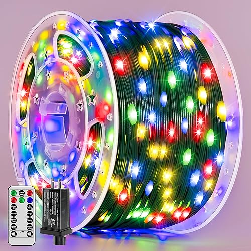 Luces de Navidad 1200 LED de 394 pies, tira de luces impermeables para exteriores con 8 modos, luces de hadas para decoración navideña (multicolor)
