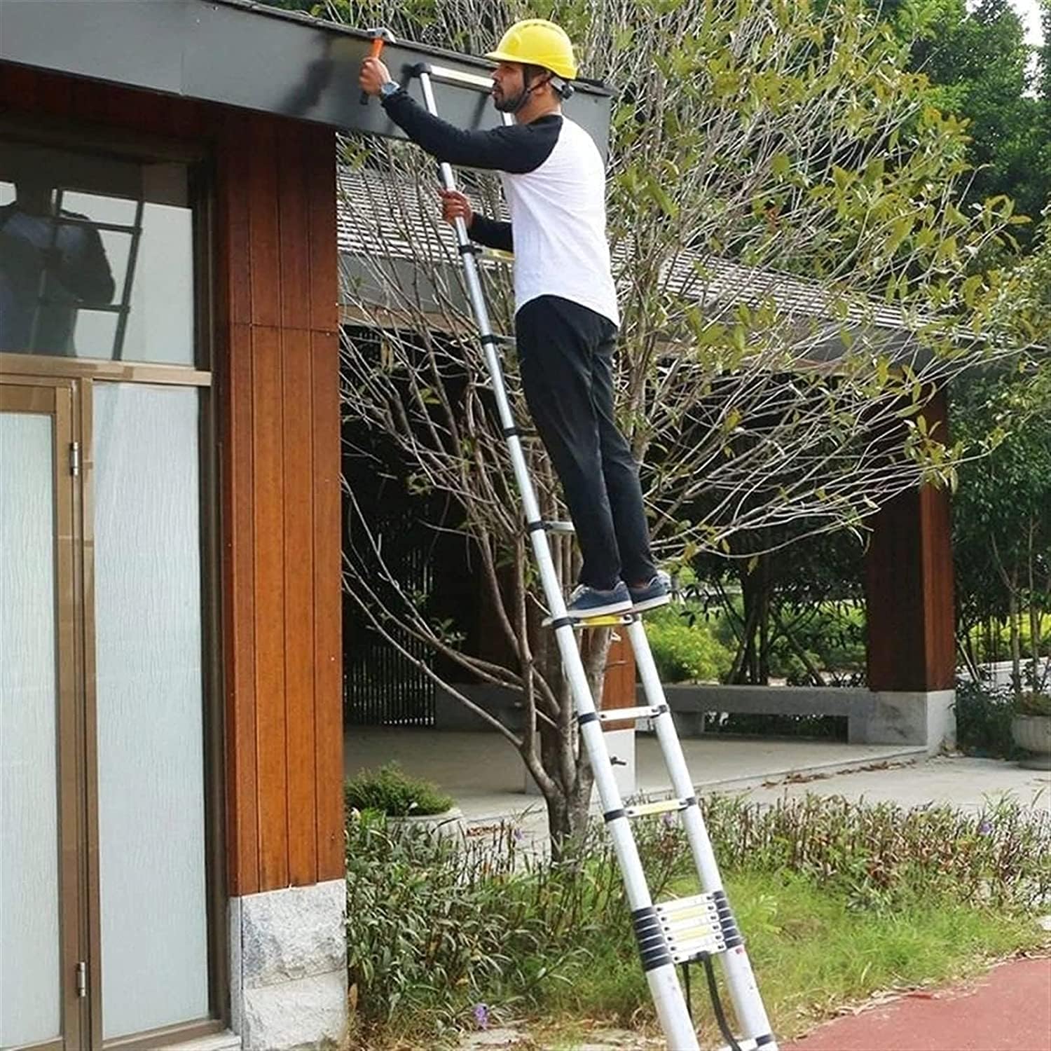 OKUOKA Telescoping Ladder for 8m/ 7m/ 6.2m/ 5m/ 4m/ 3.8m/ 2.6m Rooftop Tent, Aluminum Extension Telescopic Ladders for Loft RV Attic Home, Load 150kg (Size : 4.6m/15ft) Interesting Life