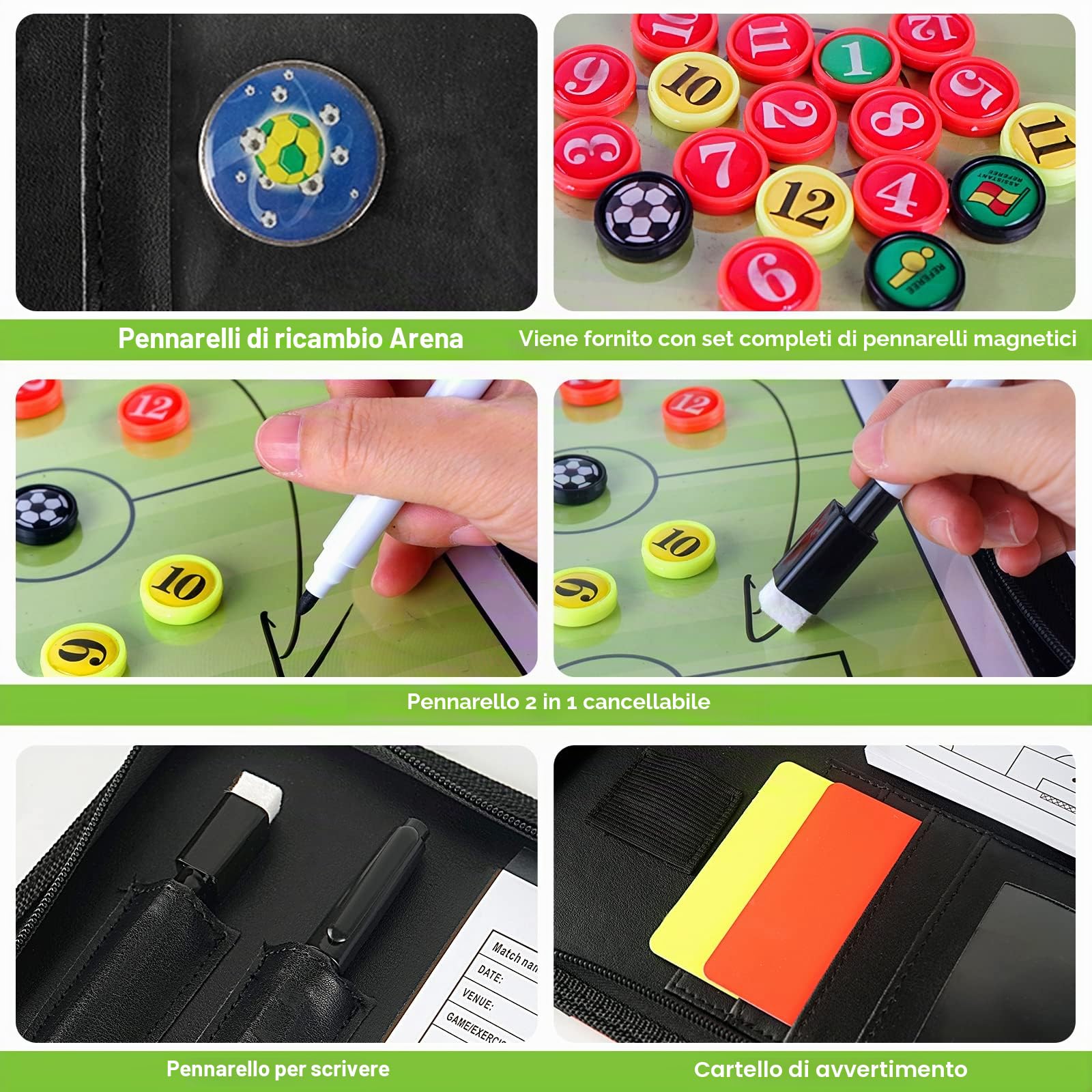 Cartella Tattica per Allenatore di Calcio, RoseFlower Lavagna Magnetica Calcio Attrezzatura da allenamento con Penne, Gomma, Spazzola - Coach board per Organizzazione Giocatori Tattiche e Strategie #3
