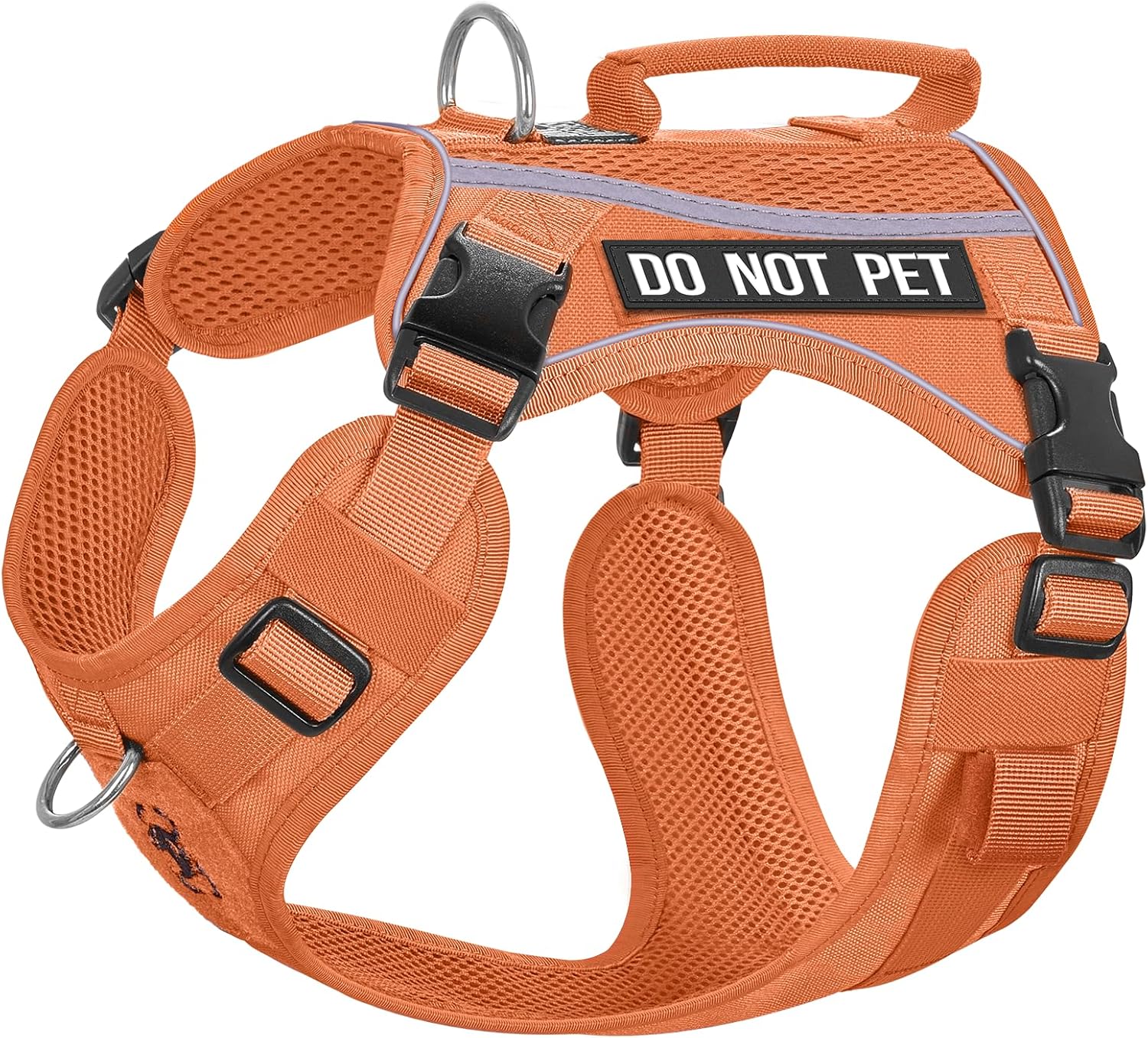 Dog Harness for Medium Dogs, OneTigris Mesh Design Tactical Dog Harness Short Service Dog Vests for Small Dogs, Outdoor No Pull Gear with Light-Reflective Trim Medium Orange
