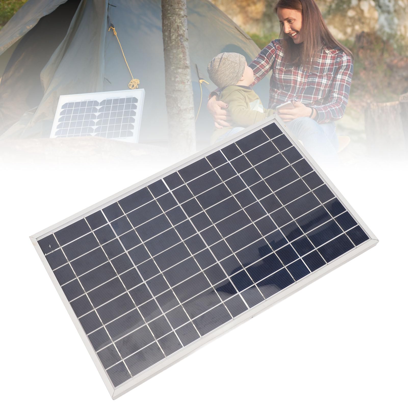 30W Portable Solar Panel Charger, High Conversion Endurable Energy Lightweight Flexible, Alligator Clips, for Camping Travel Outdoor Use