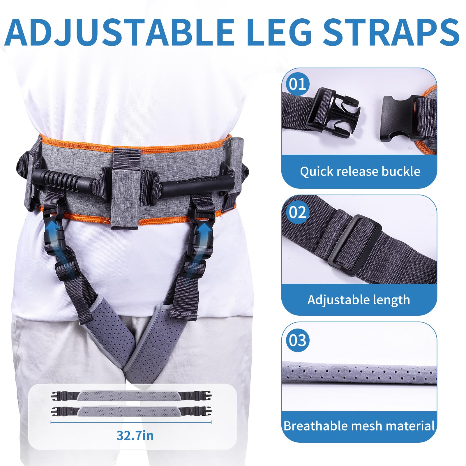 lefeke Gait Belt Transfer Belt for Seniors with 7 Handles