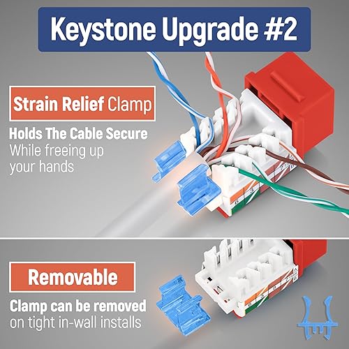 Miniatura 127 de Everest - Paquete de 50 conectores Keystone RJ45 Cat6 en ángulo de 45°, color blanco, conectores RJ45 hembra de perfil delgado, conector Keystone