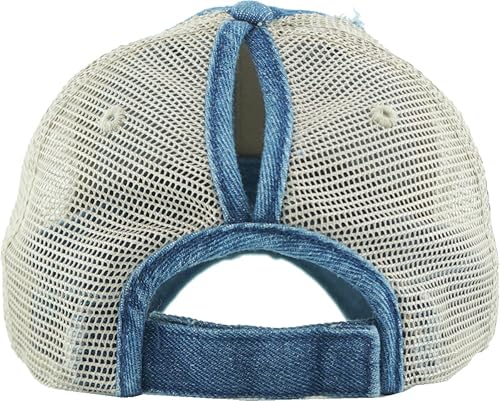 Miniatura 5 de MIRMARU Gorra de béisbol para mujer, de algodón lavado, con malla en la espalda, moño alto desordenado